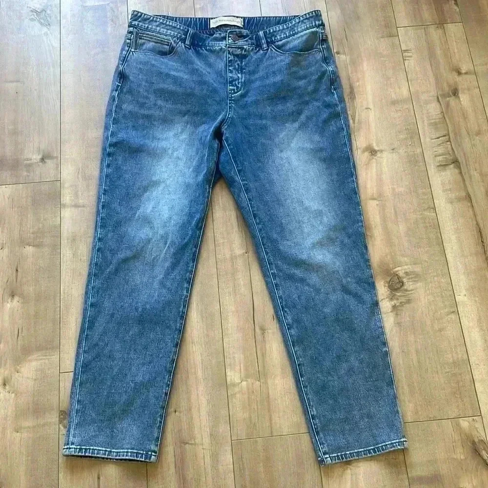 Soft Surroundings Ultimate Denim Relaxed Straight Jeans Pull On Light Wash XL